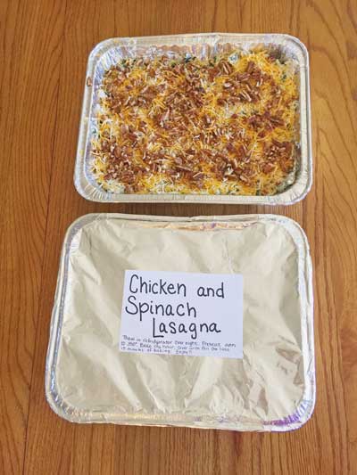 Chicken Spinach Lasagna (Freezer Meal)